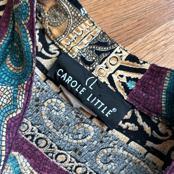 Vintage 1980/1990’s Carole Little, long sleeve multicolor midi dress. Size M/L P - Picture 3 of 17